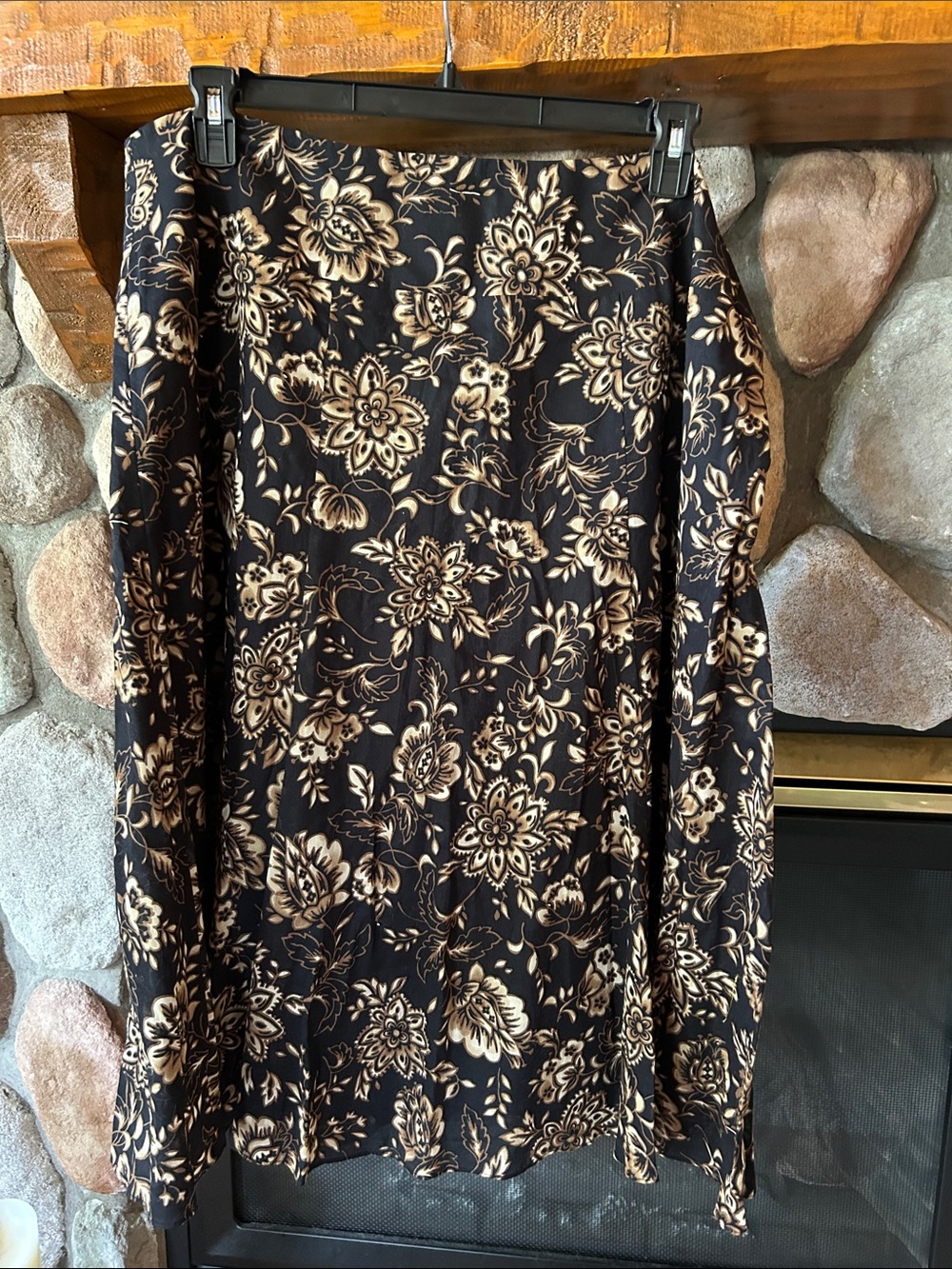 Jones New York Signature Woman Black Floral A-Line Midi Skirt, Sz 18 | NWT